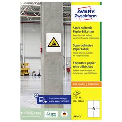Avery-Zweckform L7876-20 Kraftkleber-Etiketten 105 x 148 mm Papier Weiß 80 St. Permanent haftend, Stark haftend Tintenstrahldrucker, Laserdrucker,