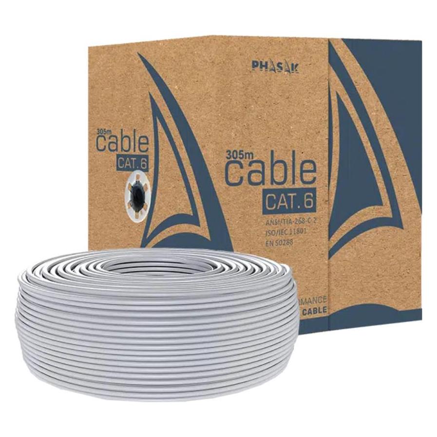 Phasak CABLE RED UTP CAT6 RJ45 305 GRIS (U/UTP, CAT6, 305 m) (PHR 6302)