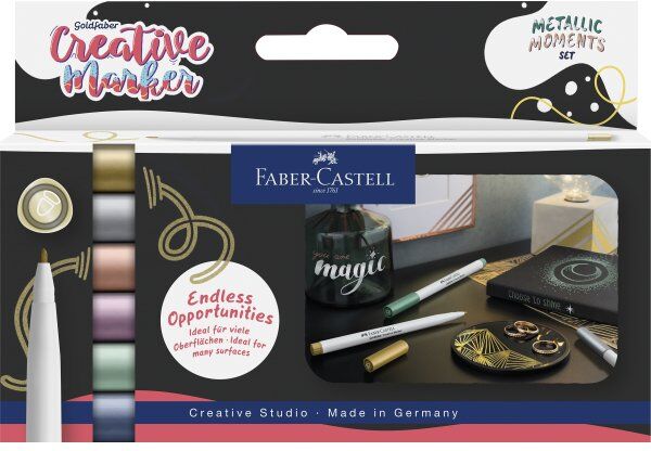Faber-Castell Creative Marker, Metallic, 6 Farver