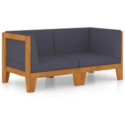 Helloshop26 - 2-Sitzer-Sofa mit dunkelgrauen Kissen massives Akazienholz 02_0013190