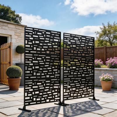 Uixe Set 2 Freestanding Metal Outdoor Privacy Screen Decorative Panel
