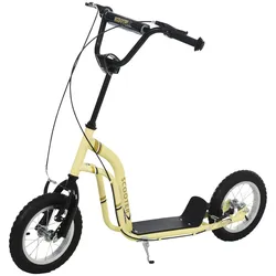 HOMCOM Kinderroller Scooter Kickboard mit Luftreifen, Beige