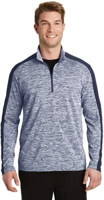 Sport-Tek ST397 Athletic PosiCharge Electric Heather Colorblock 1/4-Zip Pullover Top in True Navy Blue Electric/True size 2XL   Polyester