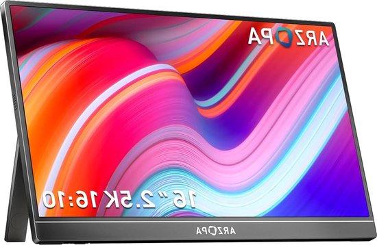 Tragbarer Monitor - Zusätzlicher Bildschirm - Für produktives Arbeiten - 2,5K IPS Bildqualität - 16 Zoll - Schwarz
