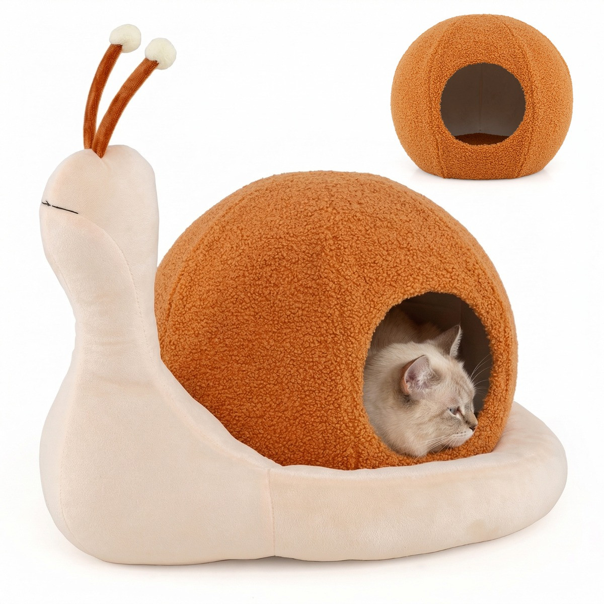 Costway 2-in-1 Slakkenvormige Kattenmand met Uitneembaar Wasbaar Kussen