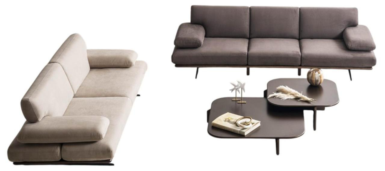 Designer Sofa Set Beiger met 4-Zits Bank en Stijlvolle Salontafel