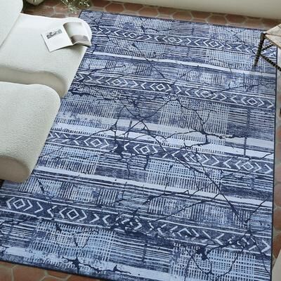 Garvee Marble Pattern Geometric Modern Washable Area Rug
