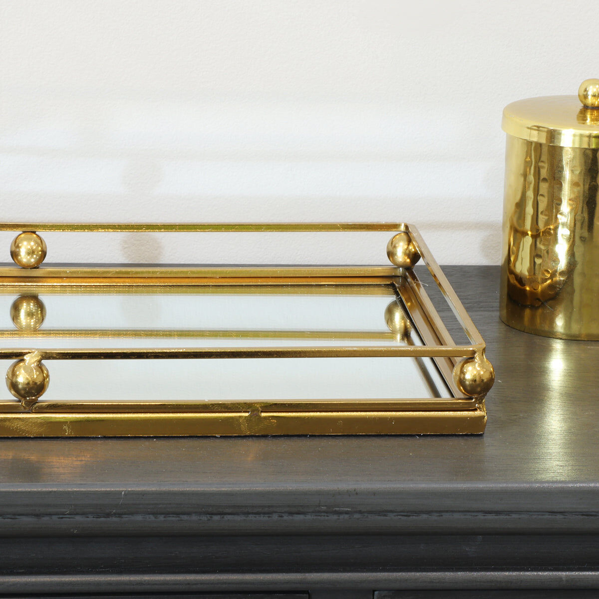 Gold Rectangle Mirrored Tray Material: Home Decor & Accessories/Trays & Trinket Dishes