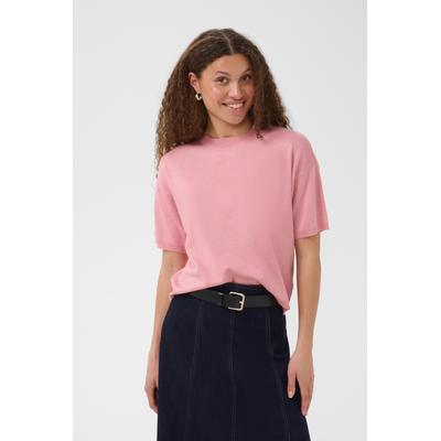Strickpullover SAINT TROPEZ "MilaSZ Boxy SS Pullover", Damen, Gr. S, rosa (cameo pink melange), Strick, Obermaterial: 70% Viskose, 30% Polyester, meliert, oversize normal, Rundhals, Pullover Strickpullover, Viskosemischung, Oversize fit