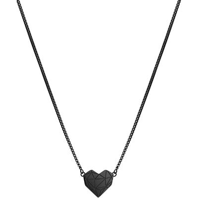 Kette mit Anhänger LIEBESKIND BERLIN "Schmuck Geschenk Edelstahl Herz", schwarz, Halsketten, Damen, Edelstahl, L: 40 B: 2mm, B:2mm