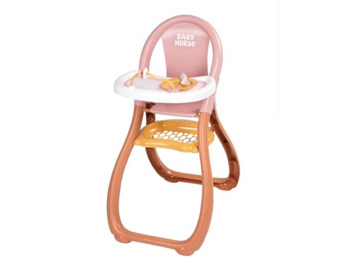 Smoby - Baby Nurse Puppen-Hochstuhl mit Zubehör - Puppenmöbel für Puppen bis 42 cm (Nicht enthalten) - inkl. Teller, Löffel & Ablage, für Kinder ab 18 Monaten