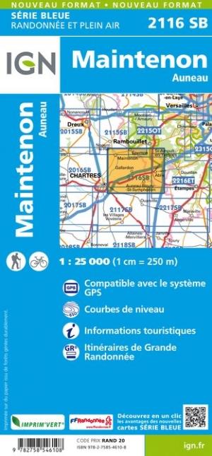 Carte de randonnée IGN Série Bleue n° 2116 - Maintenon, Auneau