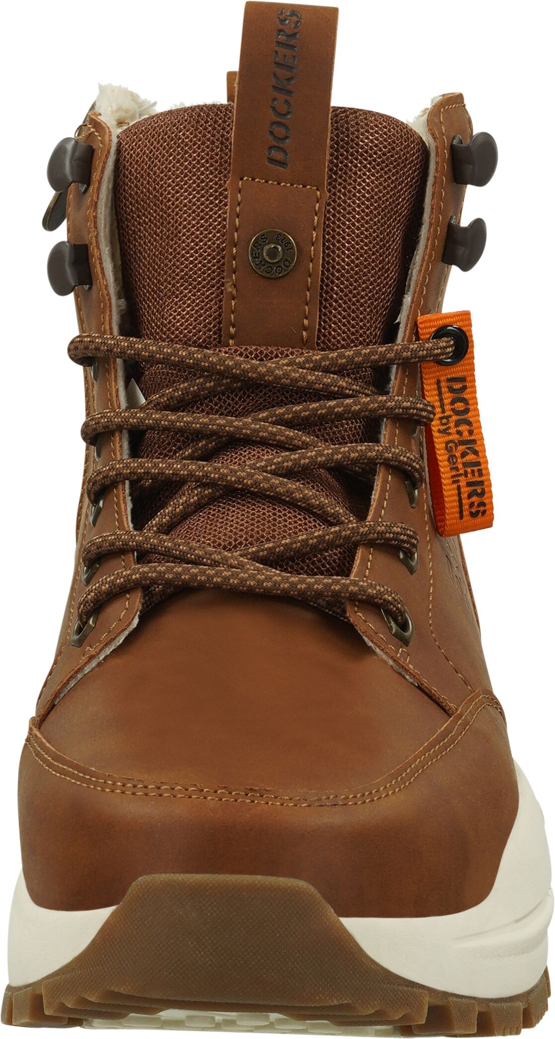 Schnürstiefelette DOCKERS BY GERLI "DOCKERS Stiefelette Lederimitat", Herren, Gr. 43, braun (cognac), Lederimitat, Schuhe Schnürstiefelette