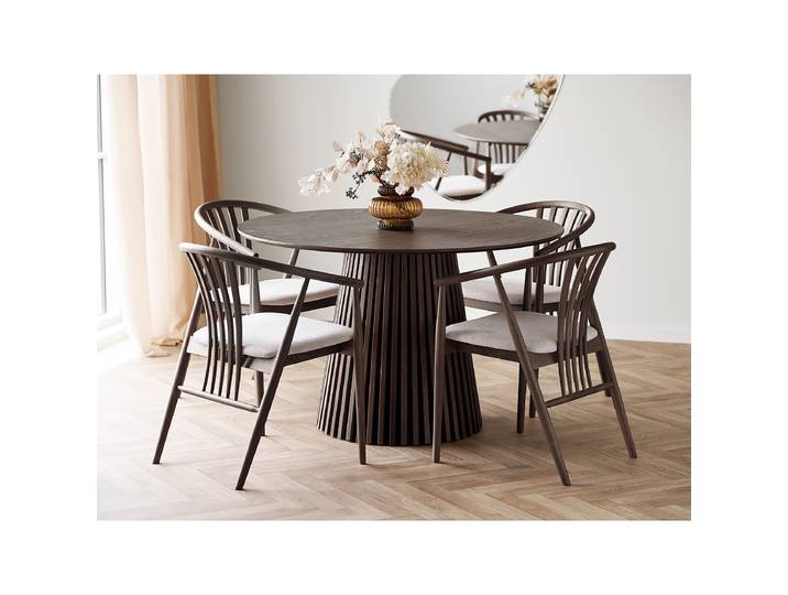 Table Ladok Ø 120cm Marron/Chêne foncé