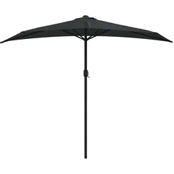 vidaXL Balkon-Sonnenschirm Alu-Mast Schwarz 270x144x222cm Halbrund