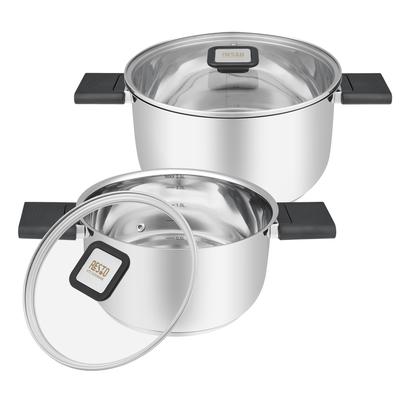 Topf-Set RESTO KITCHENWARE "ANSER mit klappbaren Griffen, im Geschenkkarton", silberfarben, Töpfe, für alle Herdarten geeignet, auch Induktion