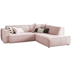 KAWOLA Sofa SAMU Ecksofa Cord rosa Recamiere rechts