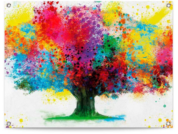 Poster REINDERS Farbkleckse Baum , bunt (farbe bild(er): bunt), B:80cm H:60cm T:0,1cm, Leinwand, Bilder, Poster