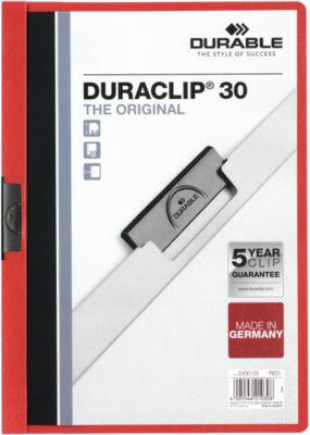Durable Klemmmappe Duraclip, DIN A4, Kunststoff, mit Clip, rot