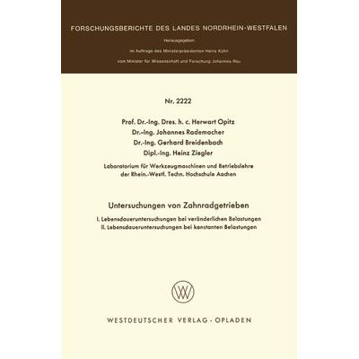 Untersuchungen an Zahnradgetrieben, Taschenbuch von , VS Verlag für Sozialwissenschaften, 978-3-531-02222-2
