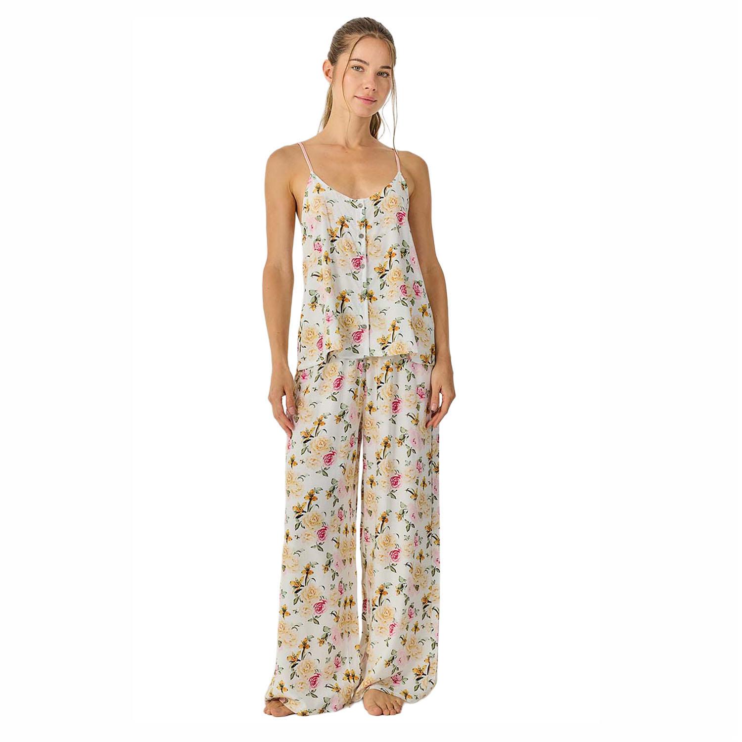 Damen Sommerpyjama mit Trägern und luftigen langen Hosen JJB30