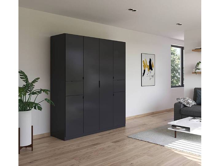 Drehtürenschrank Ticao mit Softclose 181cm Grau/Graumetallic
