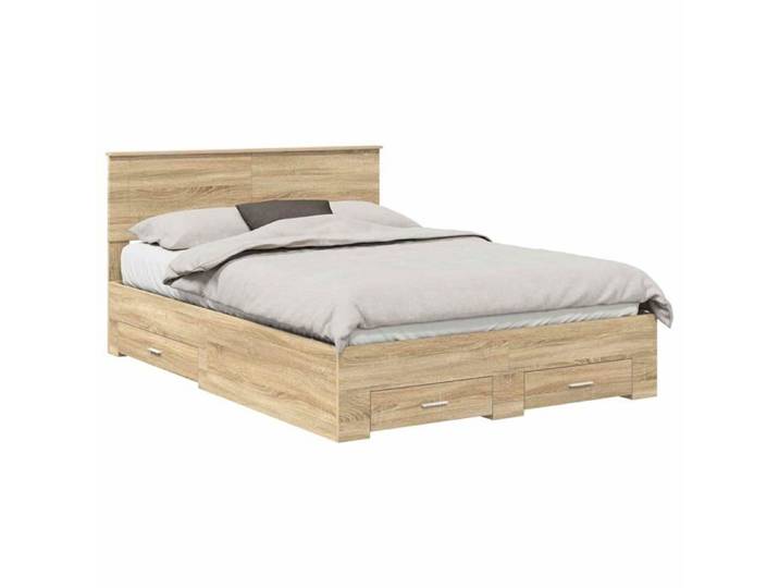 Cadre de lit moderne - - Chêne Sonoma - Bois d'ingénierie - 210x153x90 cm - Taille king britannique