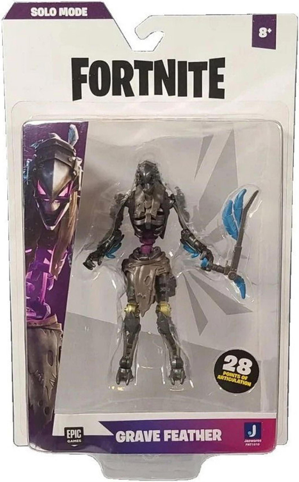 Fortnite Grave Feather Solo Mode actiefiguur met oogstgereedschap, 10 cm, 2-delige set