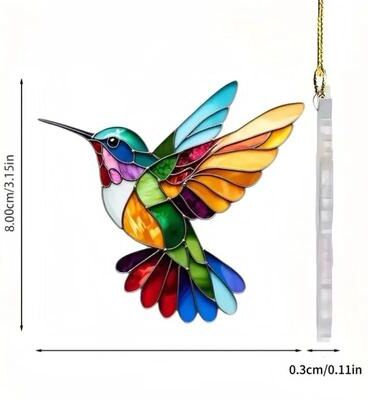 Uplifted Finds Acrylic Colorful Hummingbird Suncatcher   Kawaii Garden & Car Hanging Pendant b 8cm