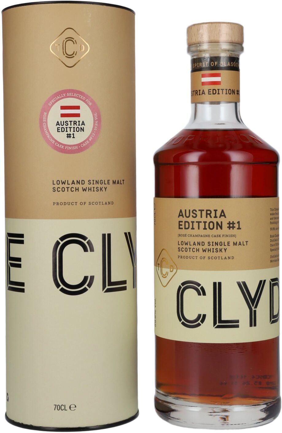 Clydeside AUSTRIA EDITON #1 Rosé Champagne Cask Finish Lowland Single Malt 59,8% Vol. 0,7l in Geschenkbox