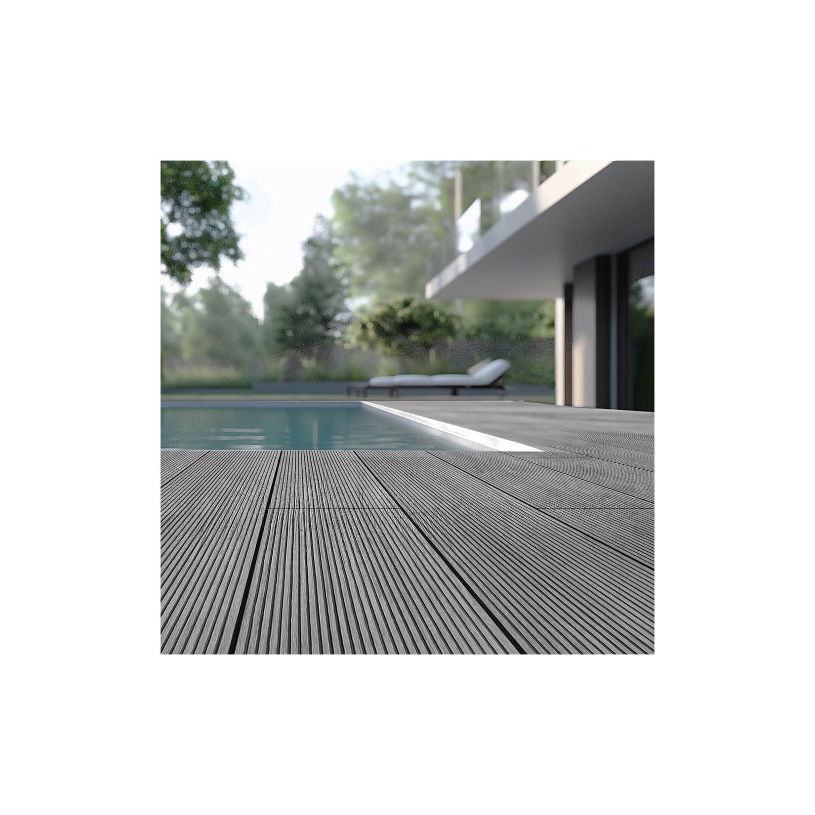 HOME DELUXE WPC Terrassendielen Komplettset (inkl. Unterkonstruktion) SAMANA - Hellgrau 10m²