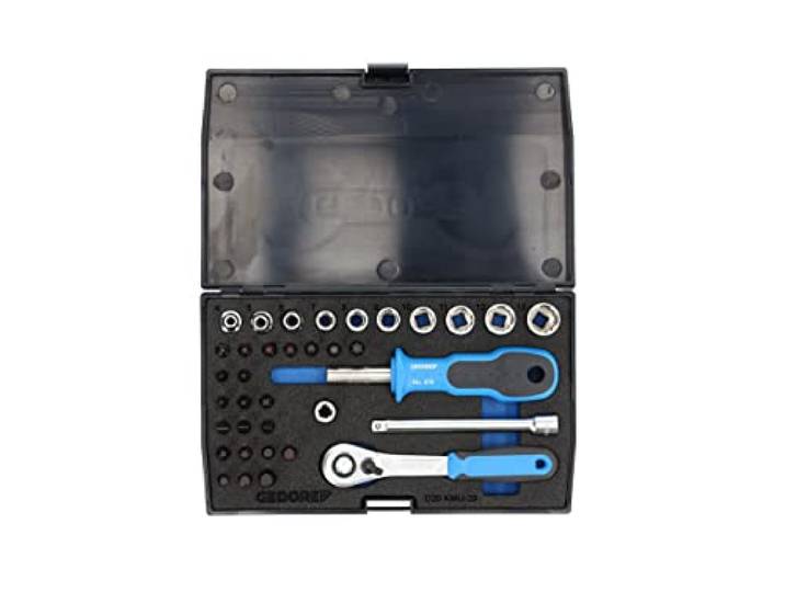 GEDORE Composition de douilles\, 37 pièces\, 6 pans\, 1/4 pouce\, Outil\, Cliquet avec levier inverseur\, Embouts\, Pour voiture\, D20 KMU 20