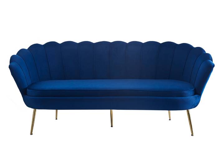 3-Sitzer Sofa, Samt, Dunkelblau, 180×76 cm, Muschelform, Modern & Klassisch