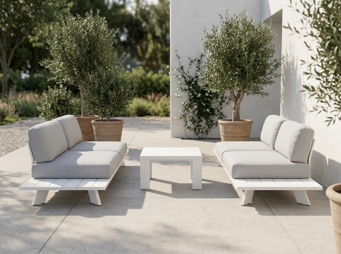 Mesem Gartenlounge-Set Omnia-Titan Aluminium weiĂź ink. Couchtisch