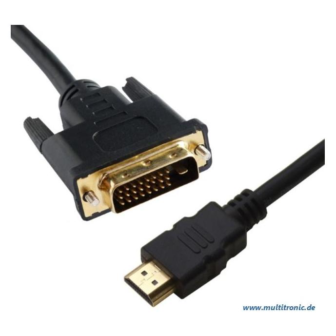 Brackton 4K 3D Basic DVI -> HDMI Kabel 5.0m St/St 19-pol. HDMI Stecker auf 24+1-pol. DVI-D Stecker, vergoldet (5 m) (DHD-SKB-0500.B)