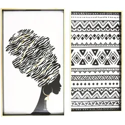 byRoom Tablett 2er Set African, 63 x 38cm, schwarz