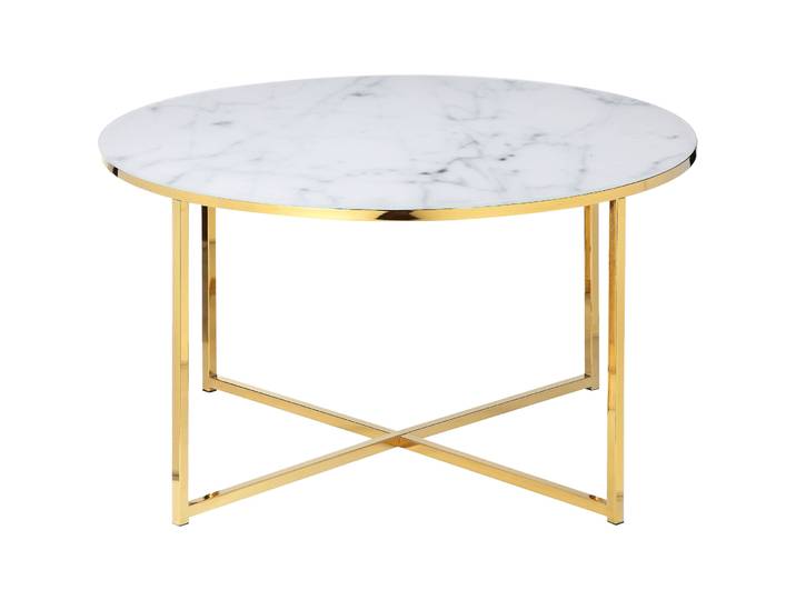 Salontisch Kilian weiss, Gold Glas, Metall B 80 T 80 cm