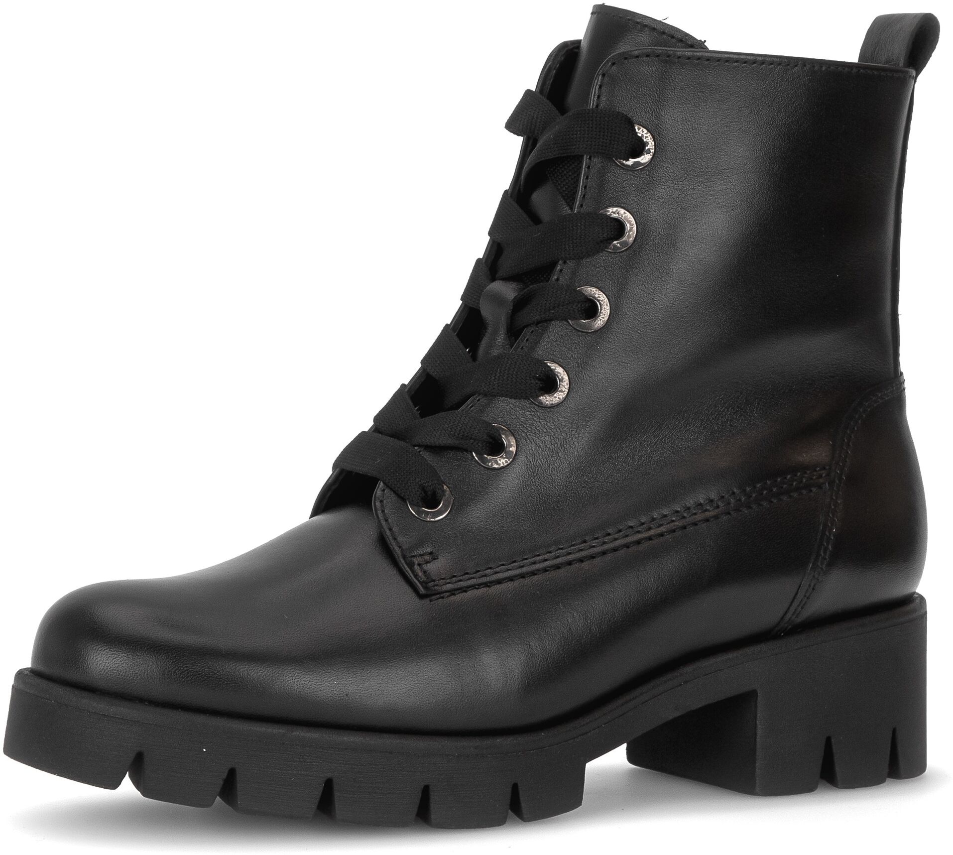 Winterboots GABOR, Damen, Gr. 38,5, Warmfutter, schwarz, Kalbsleder, unifarben, Schuhe Winterboots, Blockabsatz, Schnürboots, Schnürstiefelette mit Wechselfußbett