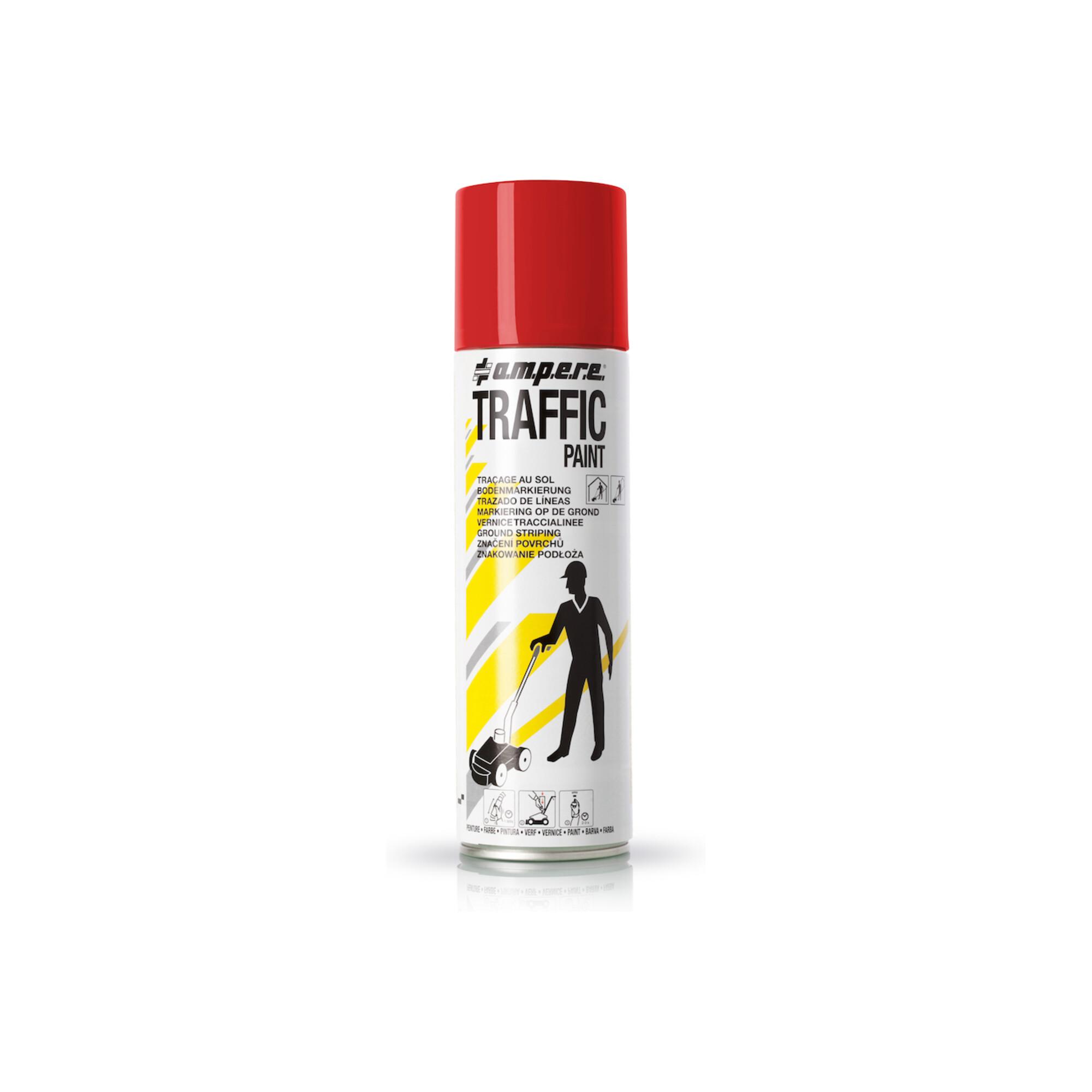 A.M.P.E.R.E TRAFFIC PAINT Bodenmarkierspray 500ml rot, für Innen- und Außenbereiche, hohe Deckkraft, 630103001)