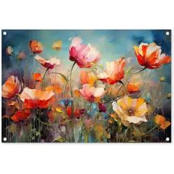 GARTENPOSTER Blumen - Aquarell - Kunst - Botanisch - Natur Gartendeko 90x60 cm
