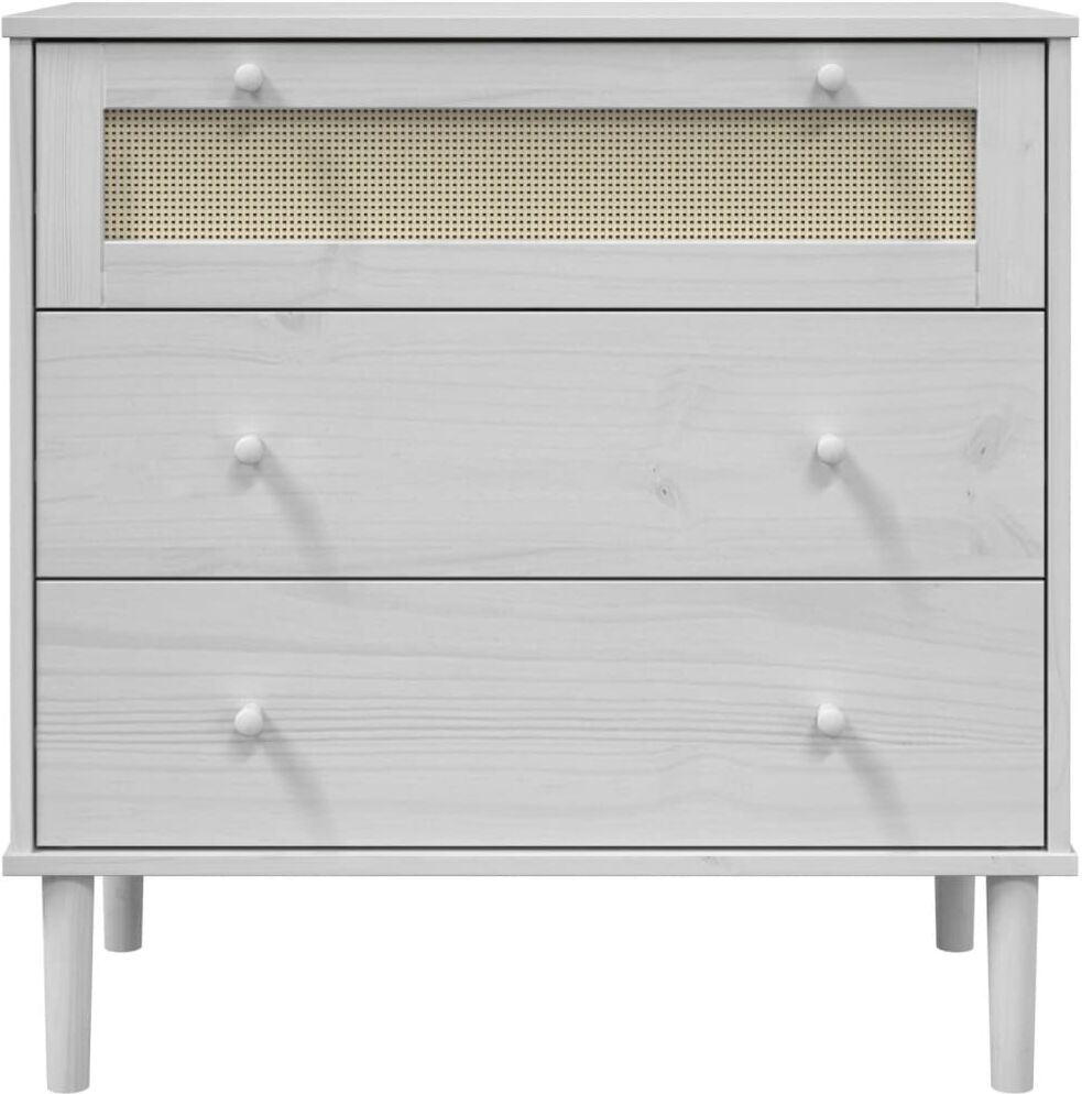 vidaXL Commode SENJA aspect de rotin blanc bois de pin solide