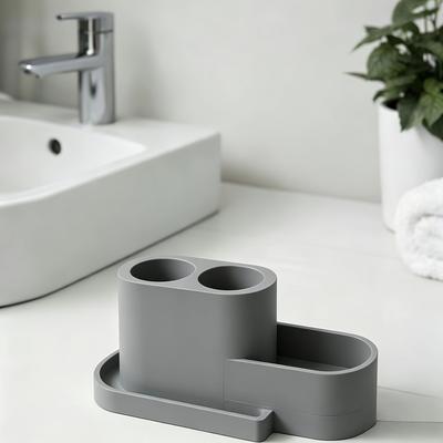 Market Central Removable Base Electric Toothbrush Holder With Easy Clean Toothbrush Organizer For Bathroom Counter gray