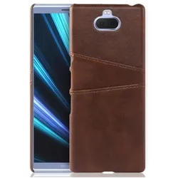 Screenguard Sony Xperia 10 Plus CardCaddy Leder Backcase mit Kartenfächern (Sony Xperia 10 Plus), Smartphone Hülle, Braun