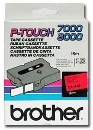 Brother TX-441 fita preto sobre vermelho 18 mm