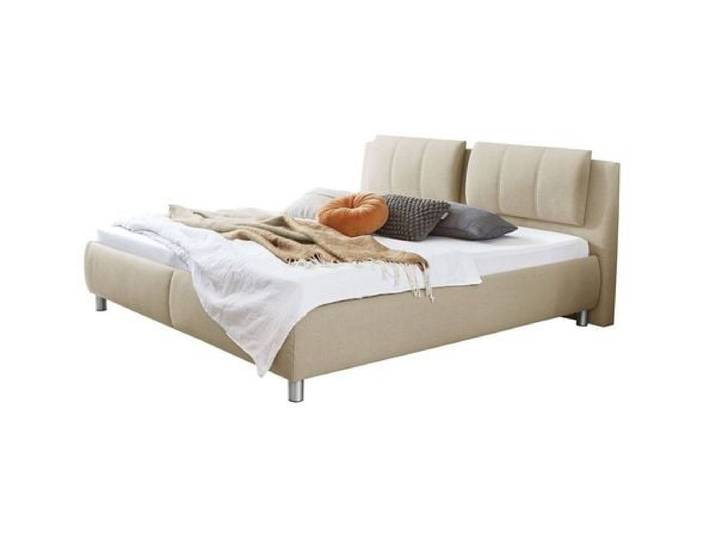 Polsterbett Gusana Webstoff mit Bettkasten 160x200cm Sand klassischer Stil,