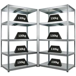 Proregal Mega Deal | 2x Schwerlastregal Steel Eagle | HxBxT 180x100x60cm | Fachlast 130kg | Verzinkt