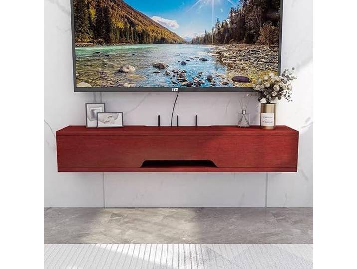 Schwebender TV-Ständer mit wandmontierter TV-Konsole mit 1 Schublade Unter dem TV-Regal mit Stauraum for Wohnzimmer und Schlafzimmer hängend