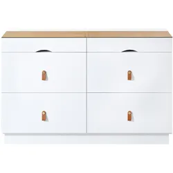 SIDEBOARD weiß mit glasplatte 120 cm, 6 schubladen & schmuckfach