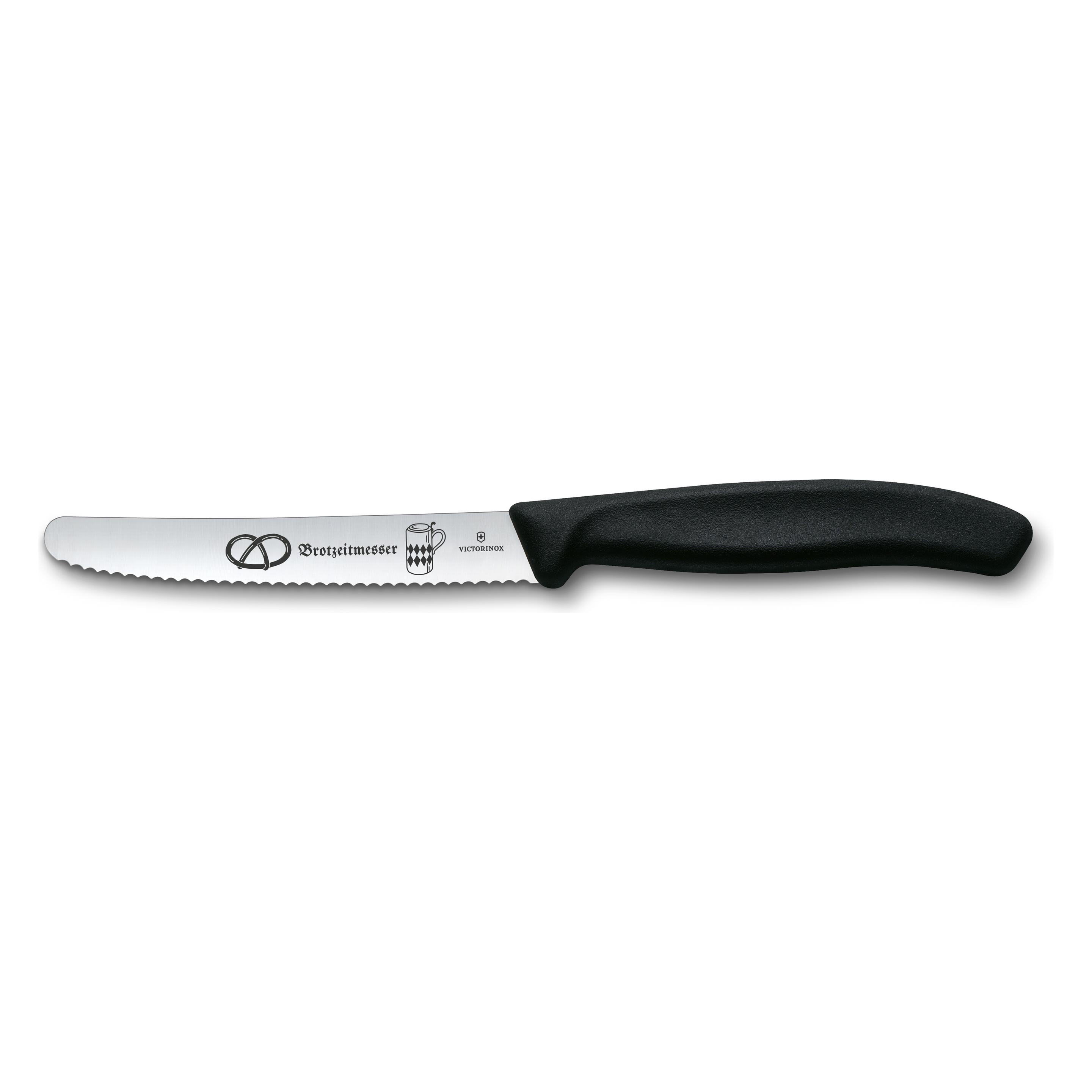 Victorinox Gemüsemesser Swiss Classic Bayerische Brotzeit silber, schwarz glatt, Klinge: 11,0 cm (11 cm) (6.7833.E1)