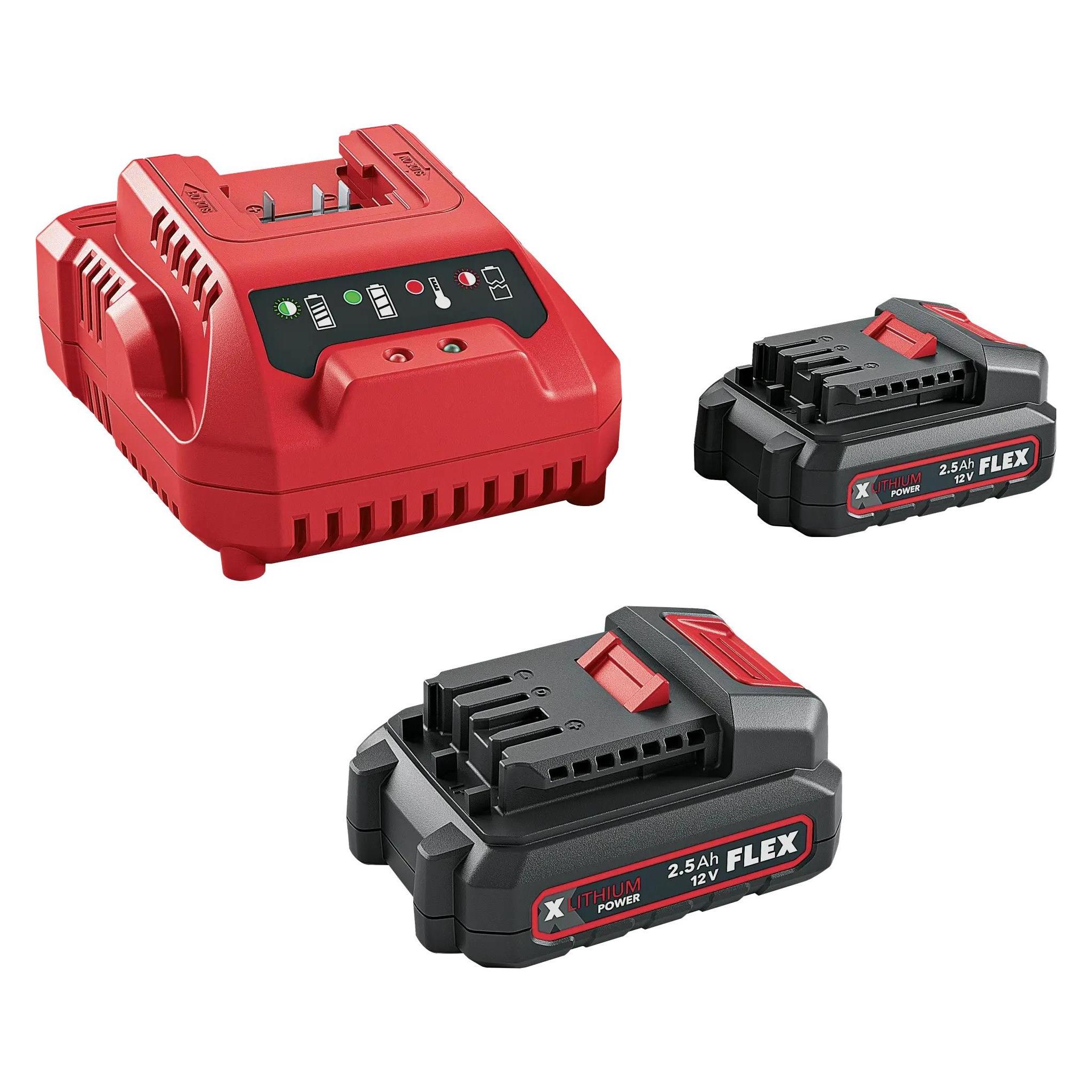 Flex-Tools Zubehör 531719 P-Set 12-22 Q Power Set - 2 x Accu 12V 2,5Ah + Snellader (12 V) (531719)